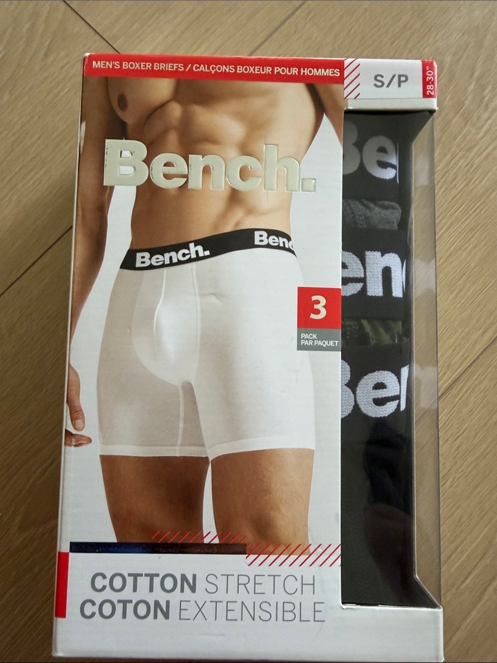 Bench Men’s Cotton Stretch Boxer Briefs - White & Black (3 Pack)